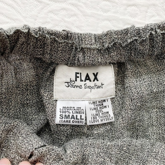 FLAX by Jeanne‎ Engelhart Cropped High-Rise Linen Wide Leg Pants, Grey - Picture 5 of 5